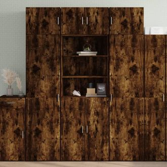 Berkfield Home Highboard Smoked Oak 70x42.5x185 cm Engineered Wood in Brown