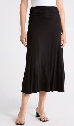 Renee C Foldover Waist Midi Skirt in Black at Nordstrom Rack, Size X-Small