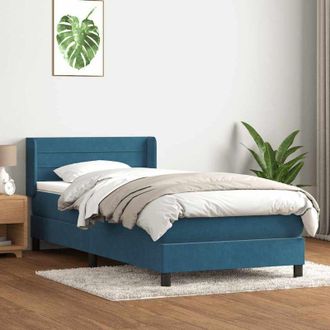 vidaXL Vidaxl Cama Box Spring Con Colch&oacute;n Terciopelo Azul Oscuro 80x210 Cm