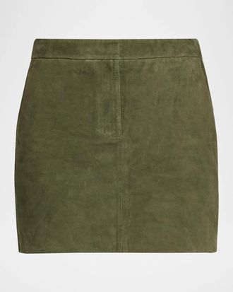 Theory Low-Rise Suede Mini Trouser Skirt