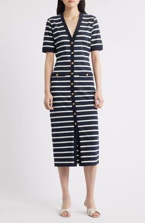 Frame Denim The Striped Sailor Organic Cotton Midi Dress in Navy Multi at Nordstrom Rack, Size X-Small