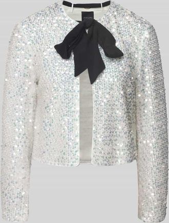 Marc Cain Regular Fit Blazer mit Pailletten und Schluppe in Offwhite, Größe 34