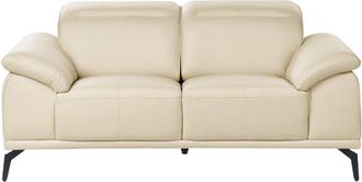 Beliani 2-Seater Sofa Beige Faux Leather Push-Back Manually Adjustable Headrest Metal Legs Modern Living Room VEJEN