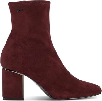 DKNY Cavale Boots Womens Red Faux Suede Square Toe Ankle Bootie LION353