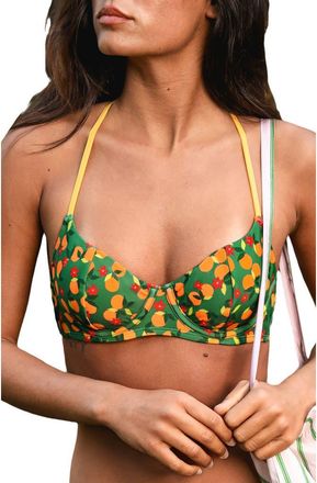Cupshe Floral Underwire Bikini Top in Green Multi at Nordstrom Rack, Size X-Large