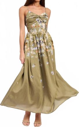 En Saison Yvette Sweetheart Neck Sleeveless Maxi Dress In Olive Blue Floral