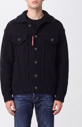 Dsquared2 Cardigan in lana di alpaca con scollo a V e tasche applicate