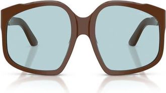 Miu Miu 59mm Polarized Irregular Sunglasses in Chocolate /Light Blue at Nordstrom