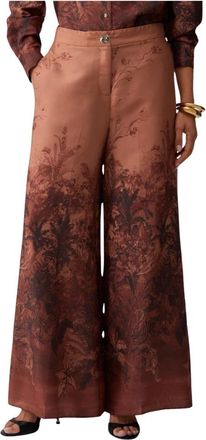 Liu Jo Pantaloni in Twill Stampato - female - Liu Jo - Wide Trousers - Brown - XS - Trousers