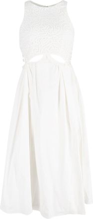 Self Portrait Lace-Trimmed Cutout Maxi Dress in White Cotton