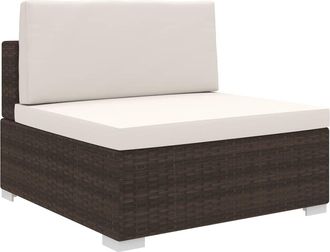 vidaXL Sof&aacute; Modular Central Con Cojines Rat&aacute;n Sint&eacute;tico Marr&oacute;n Vidaxl