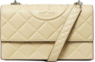 Tory Burch Beige Schoudertas Capra Leer Chic - Dames - Schoudertassen - Beige - ONE Size - Leer - Tassen