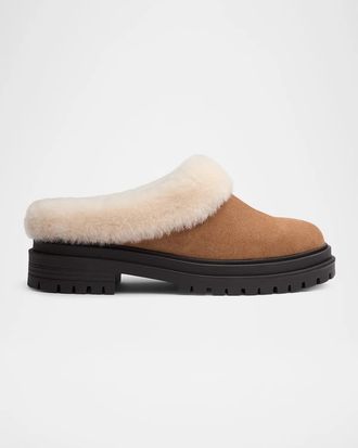 Rag & Bone Kai Shearling-Lined Suede Mules