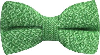King & Priory Garden Green Herringbone Bow Tie