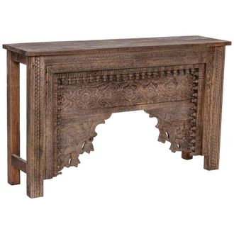 Wanderlust Deco Recibidor De Madera Marr&oacute;n Acabado Artesanal 150x38x90cm