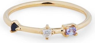 Otiumberg 9kt yellow gold Three Stone Bamboo diamond ring - women - 9kt Yellow Gold - N