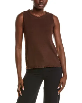 Anne Klein Pointelle Trim Sweater Tank