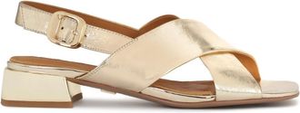 Kazar Lage sandalen in gemetalliseerd goud leer - Dames - Sandalen met hakken - Geel - 36 EU - Leer - Schoenen
