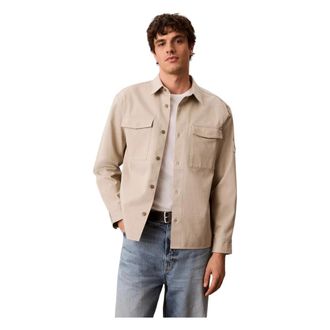 Calvin Klein Jeans Shirt met lange mouwen - Heren - Zomerjassen - Beige - XL - Katoen - Jassen