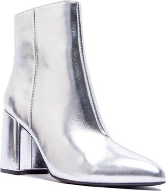 Qupid Womens Block Heel Dress Ankle Booties In Silver