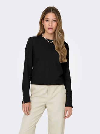 Jacqueline de Yong Rundhalspullover JDY JDYMALOU L/S ON BUTTON PULLOVER KNT NOOS, Damen, Gr. S, schwarz, Strick, Obermaterial: 52% Viskose, 28% Polyester, 20% Nylon, uni