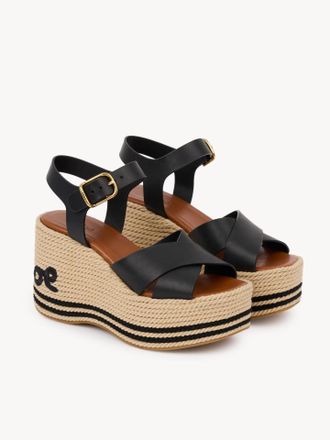 Chlo&eacute; Womens Sandales Compens&eacute;es Noires Black Sandal
