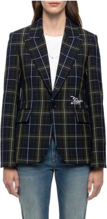 Zadig&Voltaire Vavy Tailleur Tartan Blazer in Encre at Nordstrom, Size 38