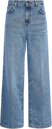 John Richmond Pantaloni con Superficie Decorata e Linee Contemporanee - Dames - Loose Fit Jeans - Blauw - W27 - Jeans