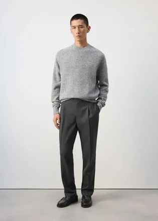 Mango Maglione 100% lana italiana, lavorazione a maglia fine grigio chiaro vigor&eacute; - Uomo - XXL - MANGO MAN