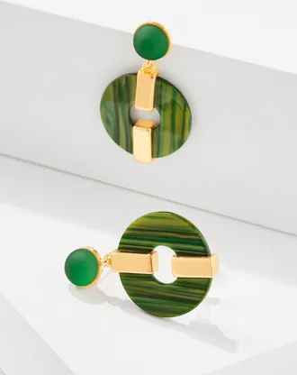 Talbots Tory Tortoise Earrings - Hillside Green - 001 Talbots