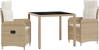 vidaXL Juego De Comedor Para Exteriores 3 Uds. Beige Y Blanco Crema Vidaxl