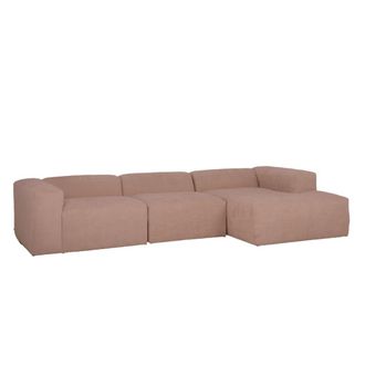 Deco Wood Sof&aacute; 5/6 plazas 3 m&oacute;dulos y chaise longue derecho boucl&eacute; rosa