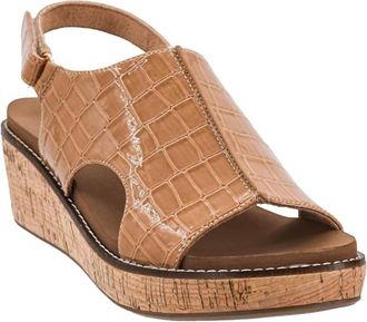 Corkys Footwear Womens Volta Wedge In Caramel Patent Croco