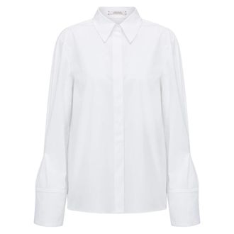 Dorothee Schumacher Overhemden, Dames, Wit, S, Katoen, Poplin Power Blouse