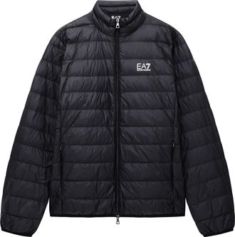 Emporio Armani Packable Lightweight Puffer Jacket with Horizontal Quilting and Contrast Detail