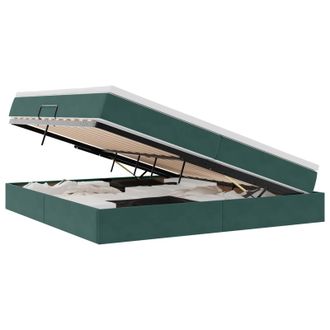 vidaXL Cama Con Almacenamiento Y Colch&oacute;n Verde Oscuro 200 X 200 Cm Vidaxl