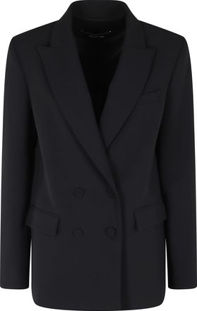 Federica Tosi Black Double-Breasted Blazer Cady Padded-Epaulettes Polyester Blazer