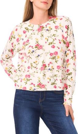 CeCe by Cynthia Steffe Floral Sweater in Rose Fuchsia at Nordstrom Rack, Size X-Large