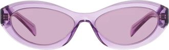 Prada Dark Violet with Silver Internal Mirror Oval Ladies Sunglasses PR 26ZS 13R07Q 55