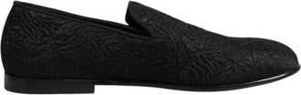 Dolce & Gabbana Zwarte Velvet Leren Instaploafers - Heren - Loafers - Zwart - 40 EU - Leer - Schoenen