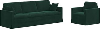 vidaXL Juego De Sof&aacute; 2 Uds. Verde Oscuro Terciopelo Vidaxl