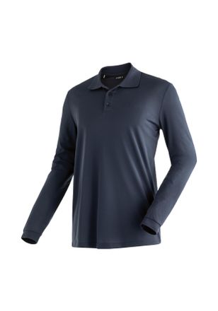 Maier Sports Langarm-Poloshirt MAIER SPORTS Ulrich L/S, Herren, Gr. 4XL, blau (dunkelblau), 100% Polyester, Shirts Langarm-Poloshirt, Herren Polo langarm, leichtes