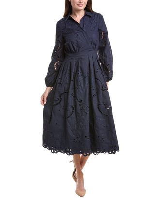 Elie Tahari Scallop Wrap Midi Dress