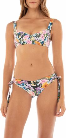 Agua Bendita Womens Eda Side Tassel Bikini Bottom In Blue/green Floral