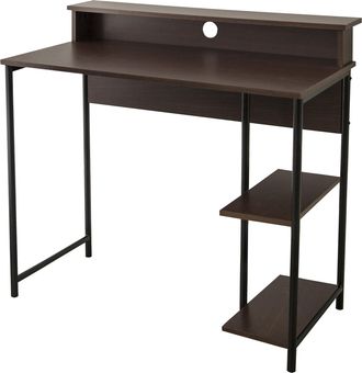 Teamson Home Versanora 30 Escritorio Mesa De Oficina De Madera Con Estantes Marr&oacute;n Vnf-00093