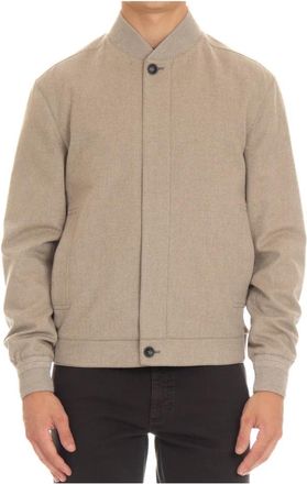 Ermenegildo Zegna Oasi Cashmere Elements Bomber - Heren - Bomber jackets - Beige - XL - Leer - Jassen