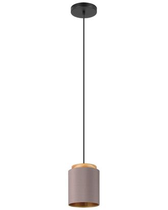 Eglo Eglo Albariza 1 Light Mini Pendant With Black Finish, Cappucino & Gold Shade With Wood Accent