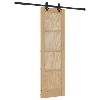 vidaXL Puerta Corredera Natural Y Negro 61 X 198,5 Cm Vidaxl