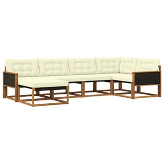 vidaXL Conjunto De Sof&aacute;s De Exterior Con Coj&iacute;n 6 Pcs Natural Y Crema Vidaxl