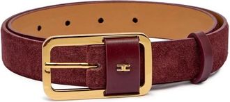 Elisabetta Franchi Echte leren riemen met gouden detail - Dames - Riemen - Bruin - 2XS - Leer - Accessoires